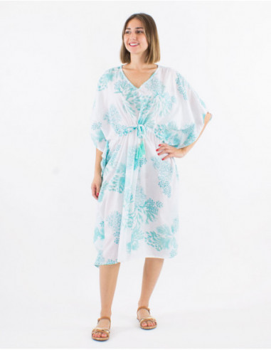 Robe de plage kaftan pastel dorée