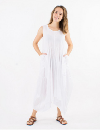 Robe ample asymétrique baba cool unie