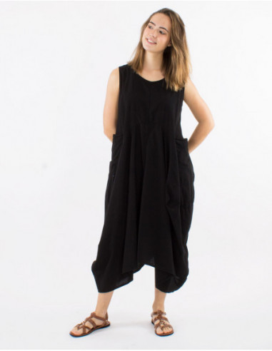 Robe ample asymétrique baba cool unie