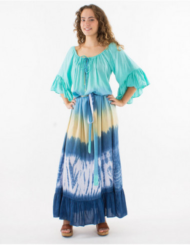 Robe longue maxi d'été bohème à volants