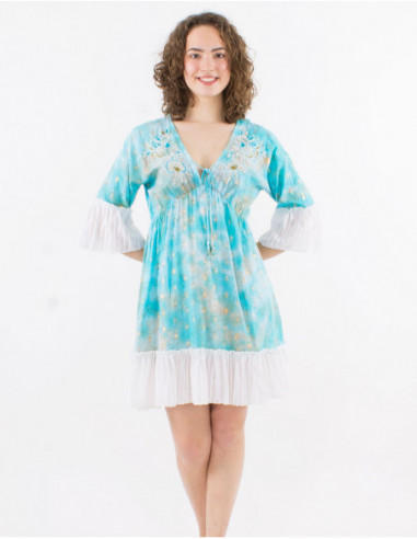 Original Tie Dye beach dress with pearls