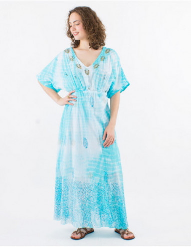 Robe longue de plage Tie Dye perles