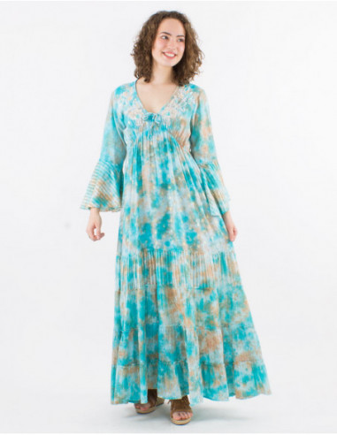 Robe longue boho Tie Dye avec perles