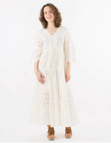 Robe longue bohème brodée style anglais