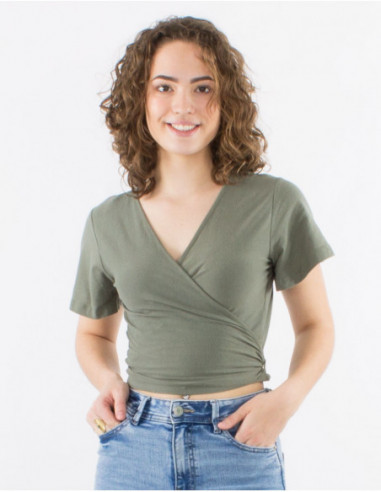 Crop top heart cache in basic cotton