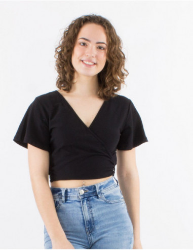 Crop top heart cache in basic cotton