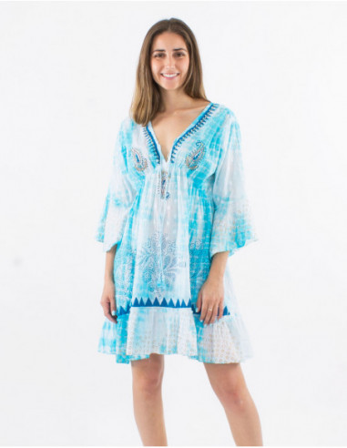 Robe de plage tie and dye avec perles