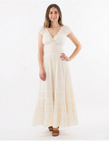 Embroidered cotton long dress