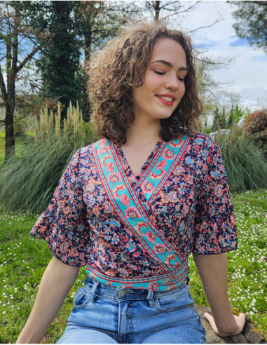 Floral ruffled crop top