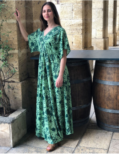 Robe longue bohème fleurie à manches