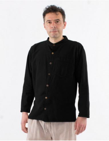 Men's long-sleeved plain shirt