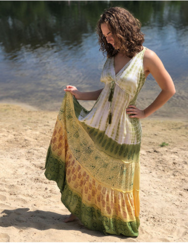 Robe longue d'été motifs Maori Tie Dye