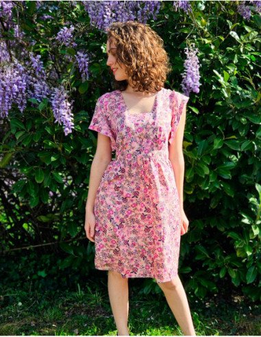 Robe cintrée boho fleurie à col carré