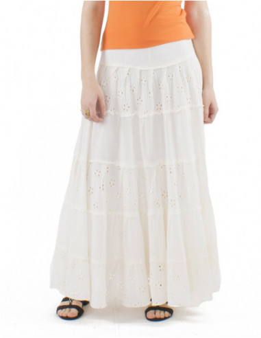 Long skirt with embroidered cotton