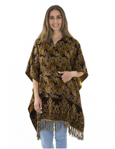 Boho style poncho with hood