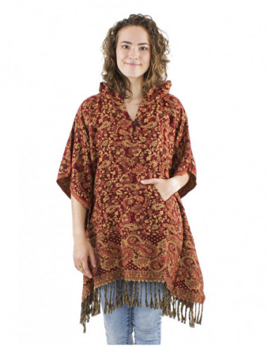 Ethnic boho poncho, paisley patterns