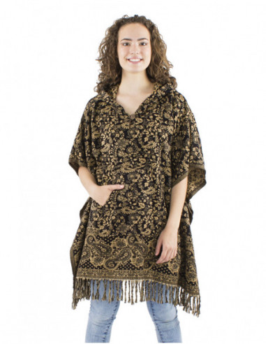 Ethnic boho poncho, paisley patterns