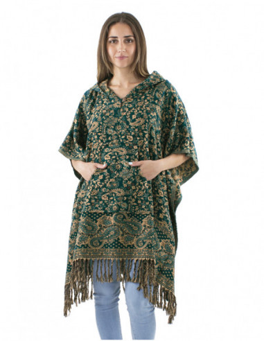 Ethnic boho poncho, paisley patterns