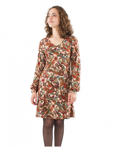 Short dress, ethnic paisley patterns