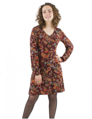 Short dress, ethnic paisley patterns