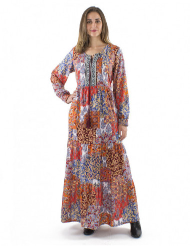 Ethnic styled long dress, embroidery