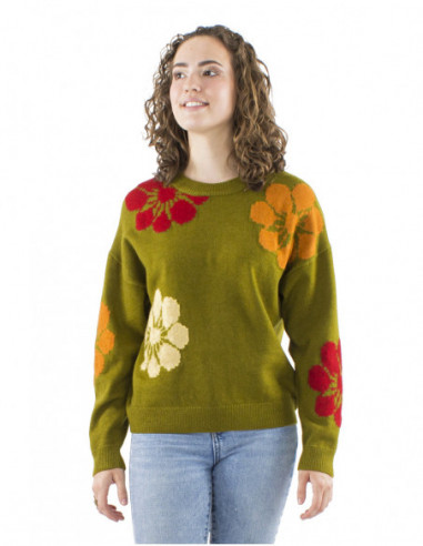 Seventies style sweater, big flowers