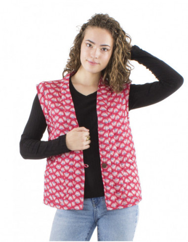 No sleeves ethnic jacket, quilted fabric